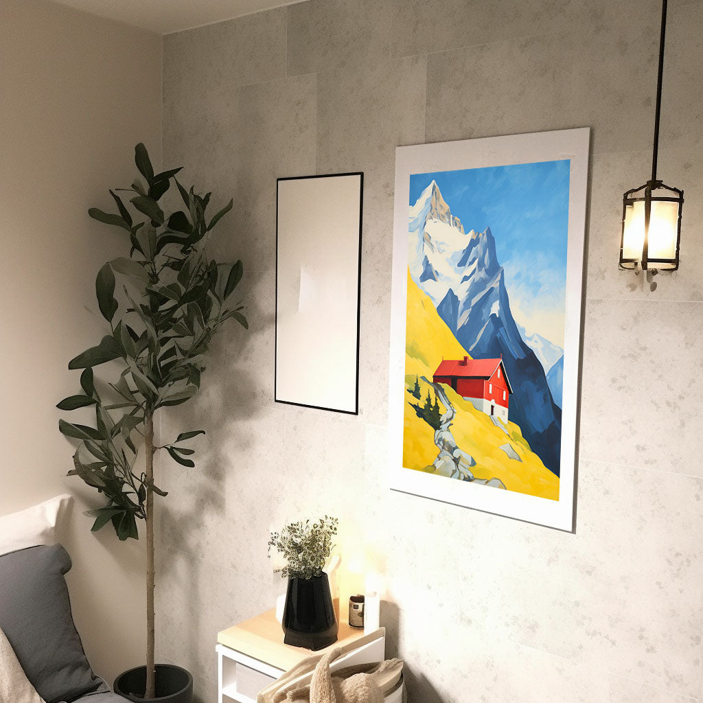 山のアートポスター廊下配置イメージ