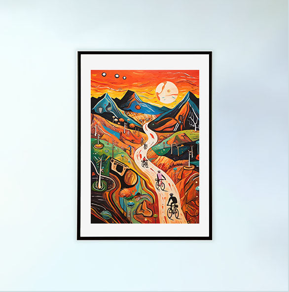 山のアートポスター黒フレームあり