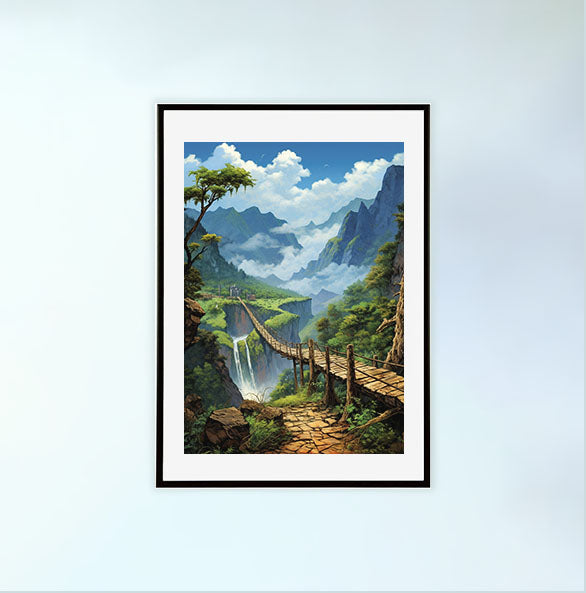 山のアートポスター黒フレームあり