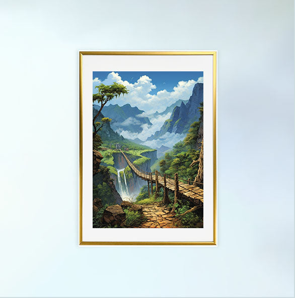 山のアートポスター金フレームあり