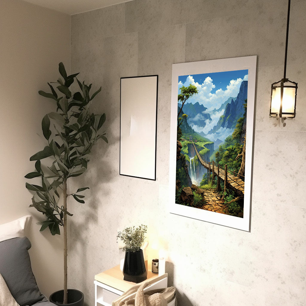 山のアートポスター廊下配置イメージ