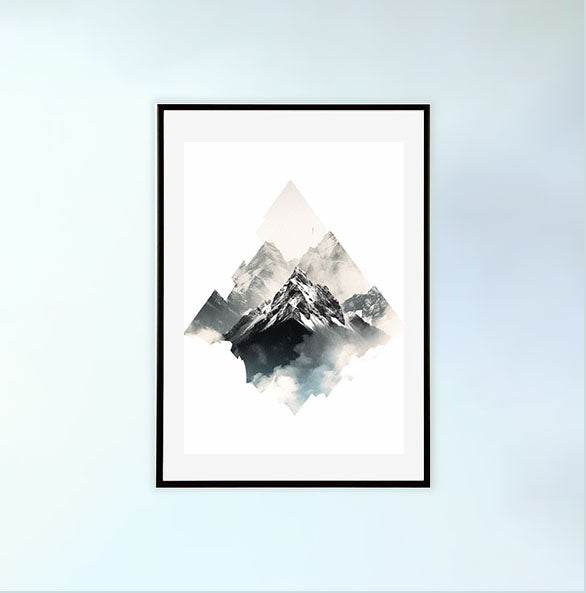 山のアートポスター黒フレームあり