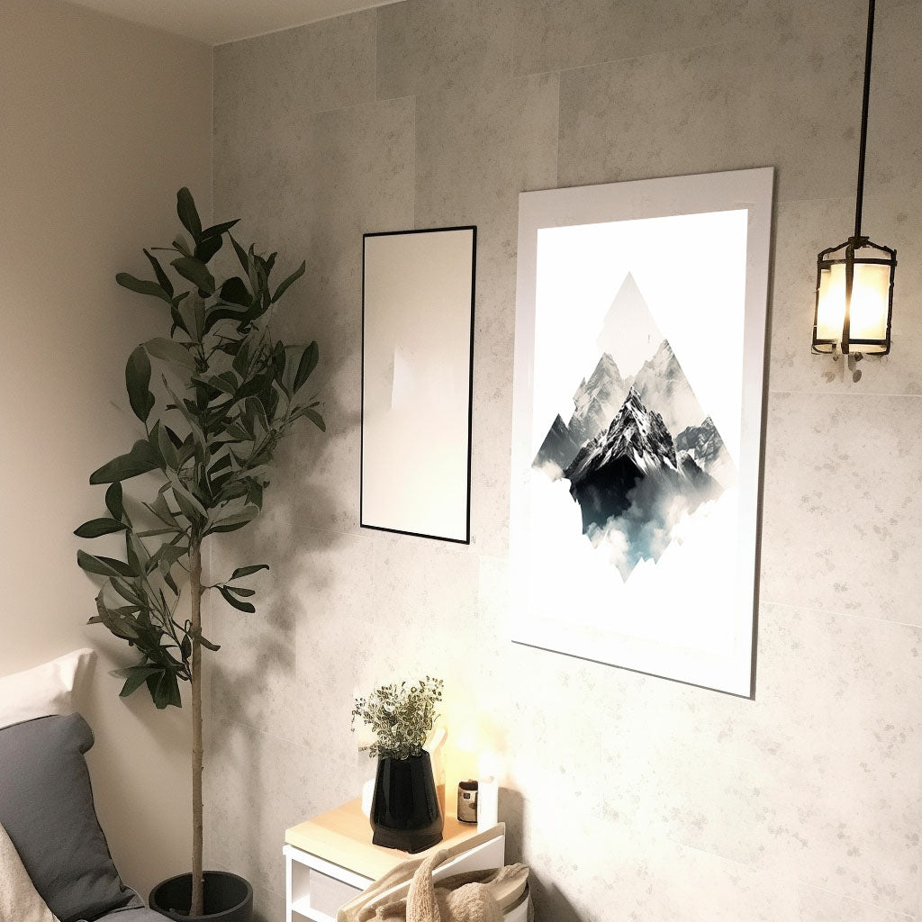 山のアートポスター廊下配置イメージ