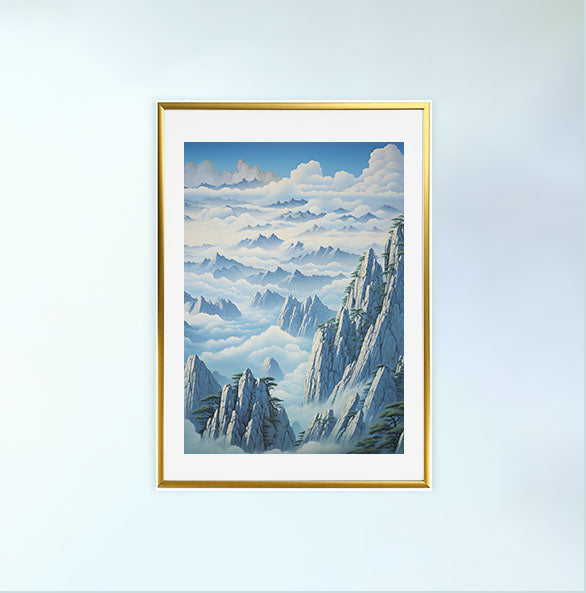 山のアートポスター金フレームあり