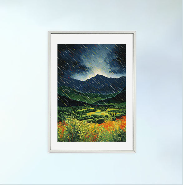山のアートポスター銀フレームあり