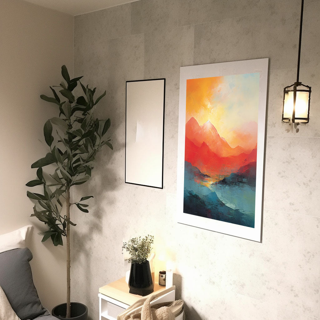 山のアートポスター廊下配置イメージ