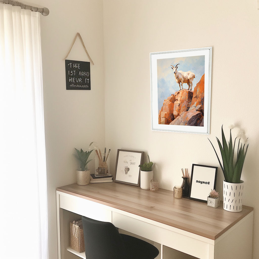 山のアートポスター机配置イメージ