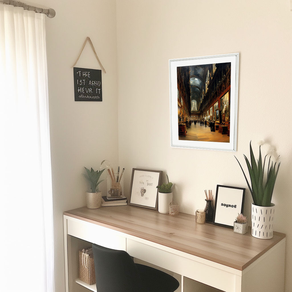 ミュージアムのアートポスター机配置イメージ