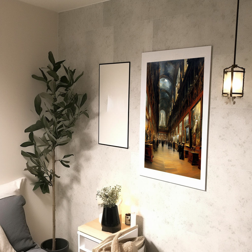 ミュージアムのアートポスター廊下配置イメージ