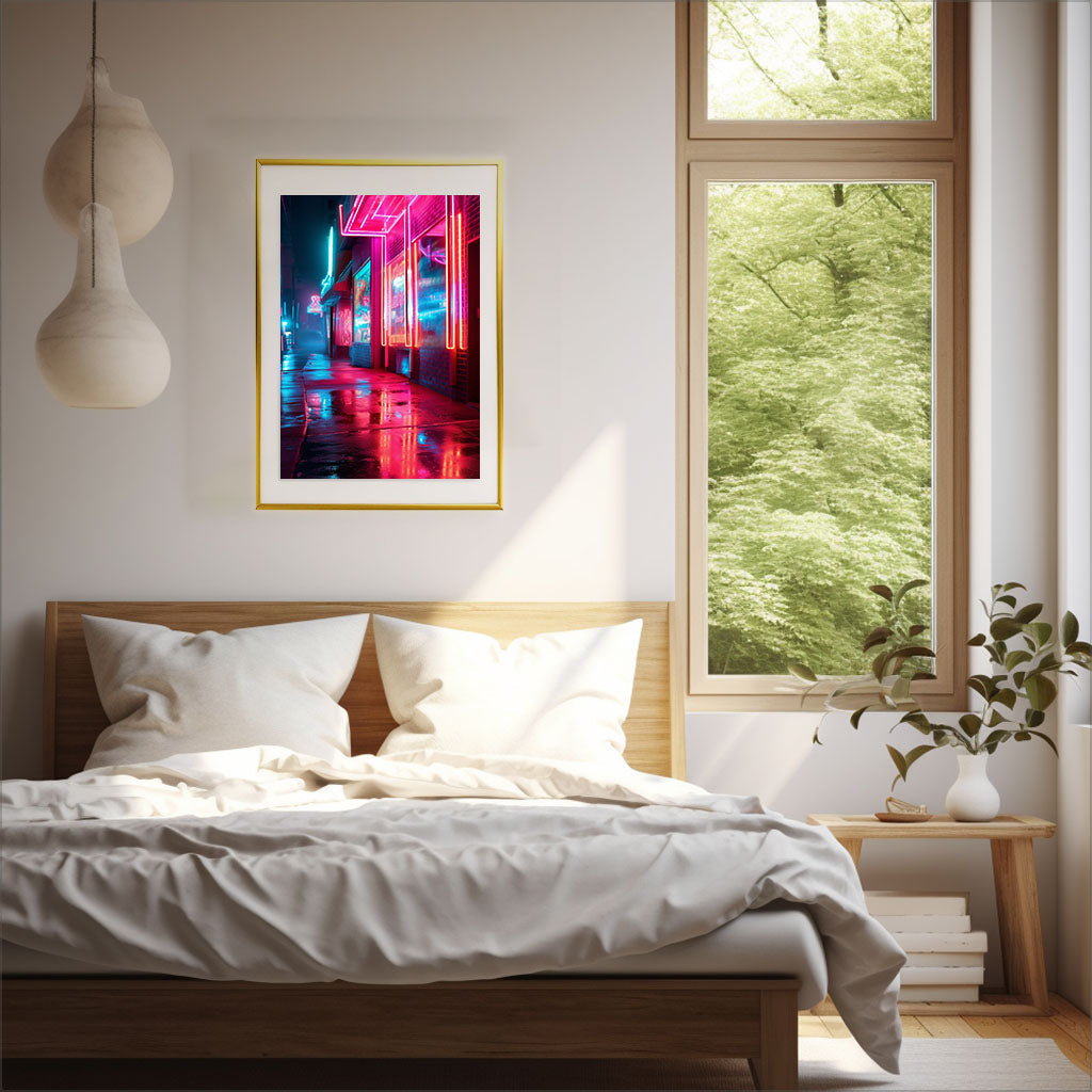 ネオンライトのアートポスター寝室配置イメージ