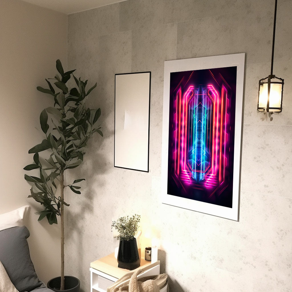 ネオンライトのアートポスター廊下配置イメージ