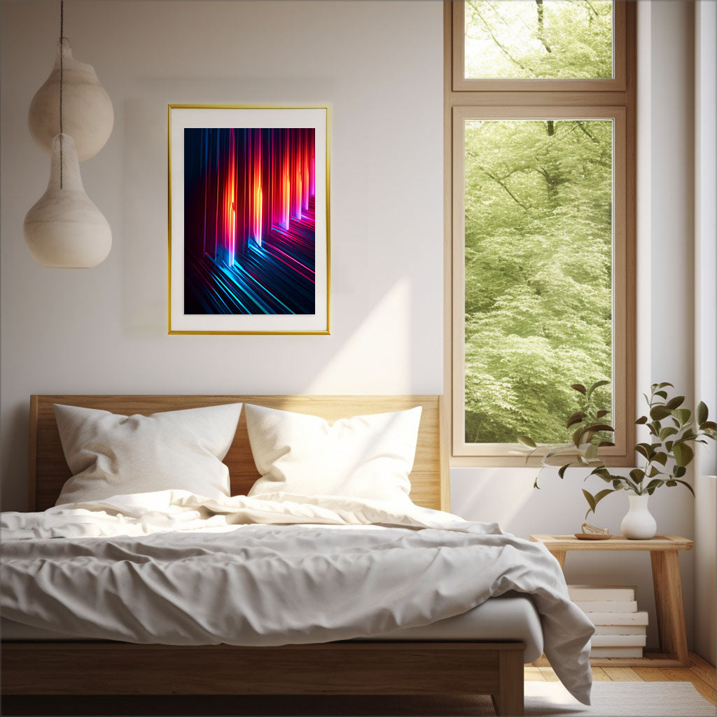 ネオンライトのアートポスター寝室配置イメージ