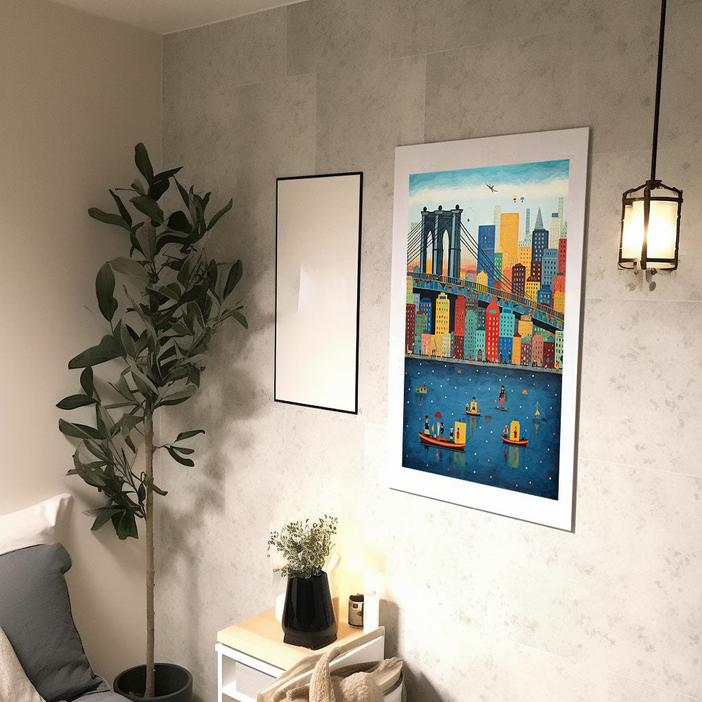 ニューヨークのアートポスター:new_york_a1cb / 地図・都市_都市_のポスター画像廊下に設置したイメージ