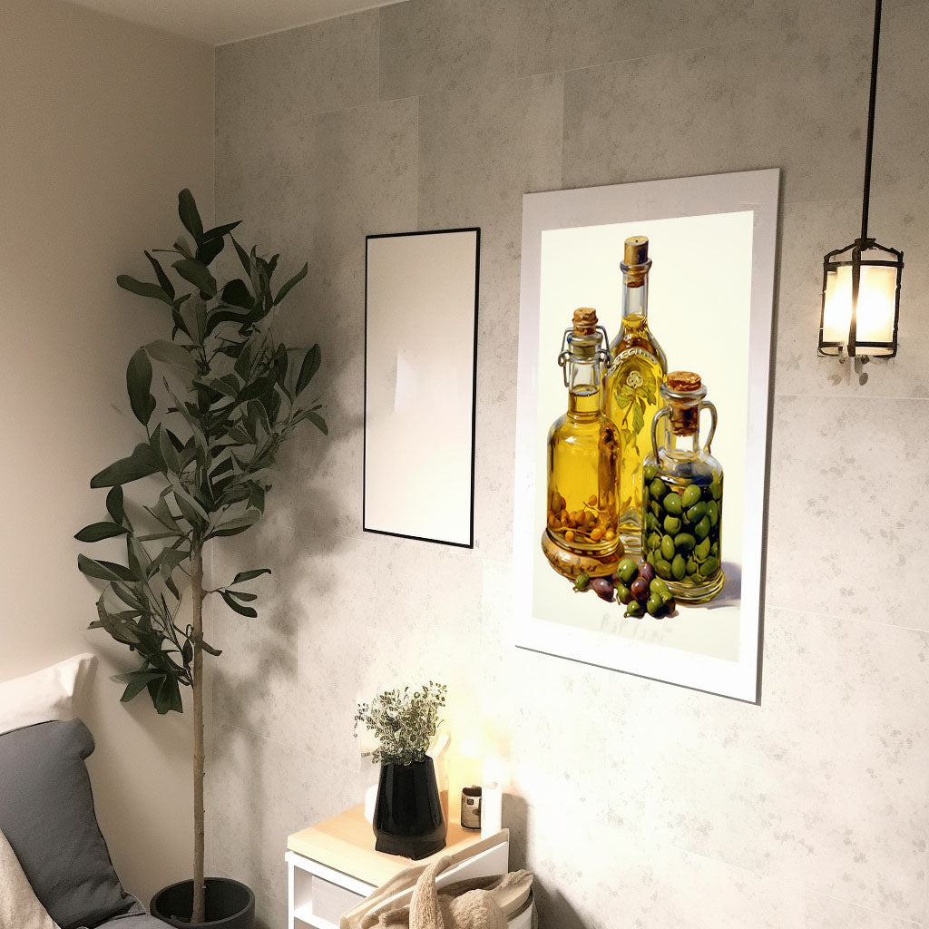 オリーブオイルのアートポスター廊下配置イメージ