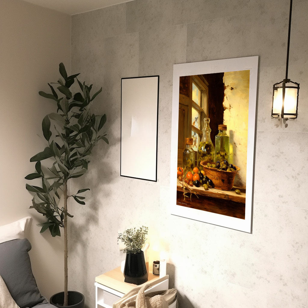 オリーブオイルのアートポスター廊下配置イメージ