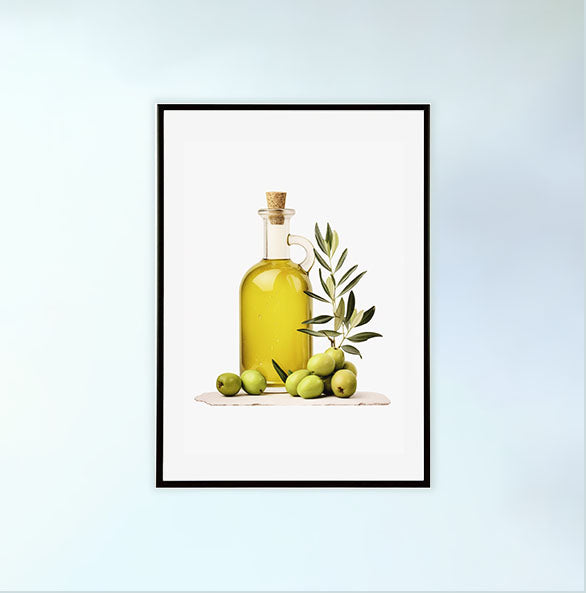オリーブオイルのアートポスター黒フレームあり