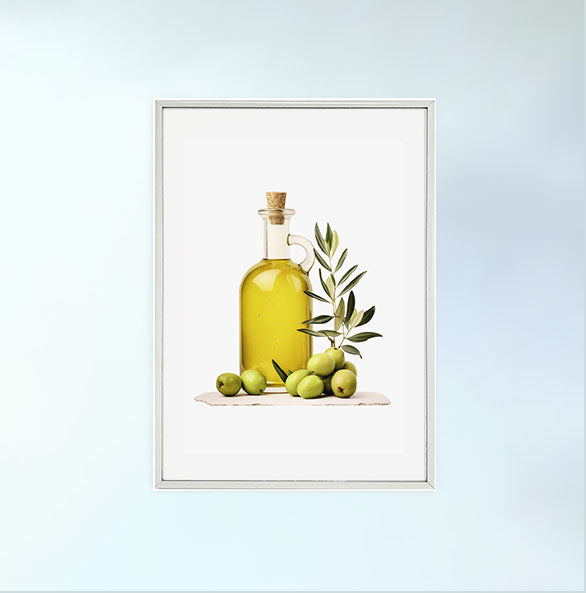 オリーブオイルのアートポスター銀フレームあり