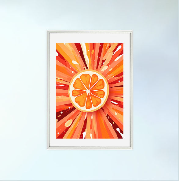 オレンジのアートポスター銀フレームあり