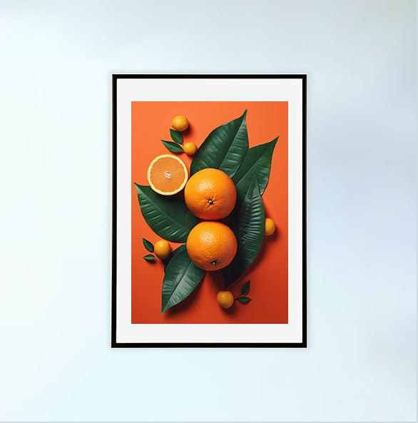 オレンジのアートポスター黒フレームあり