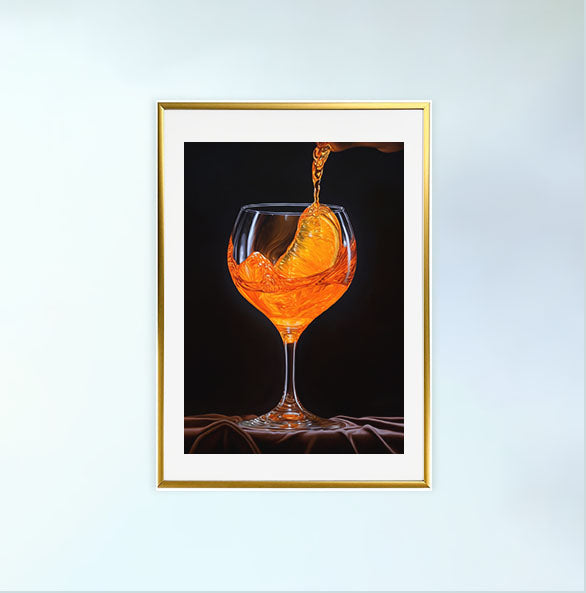 オレンジのアートポスター金フレームあり