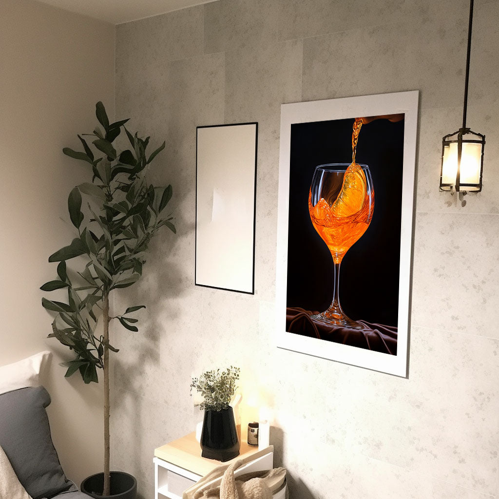 オレンジのアートポスター廊下配置イメージ