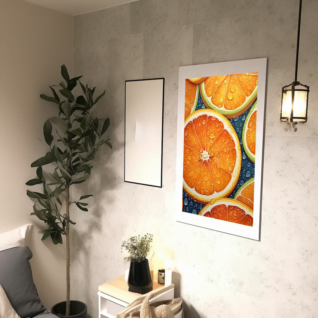 オレンジのアートポスター廊下配置イメージ