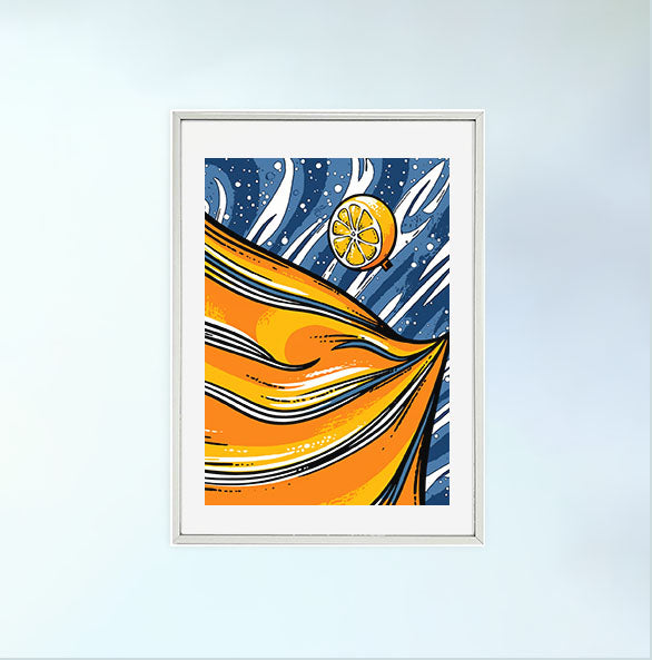 オレンジのアートポスター銀フレームあり