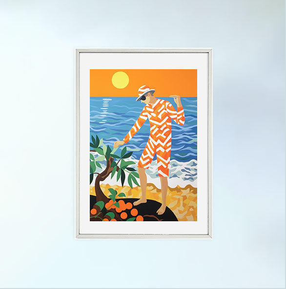 オレンジのアートポスター銀フレームあり