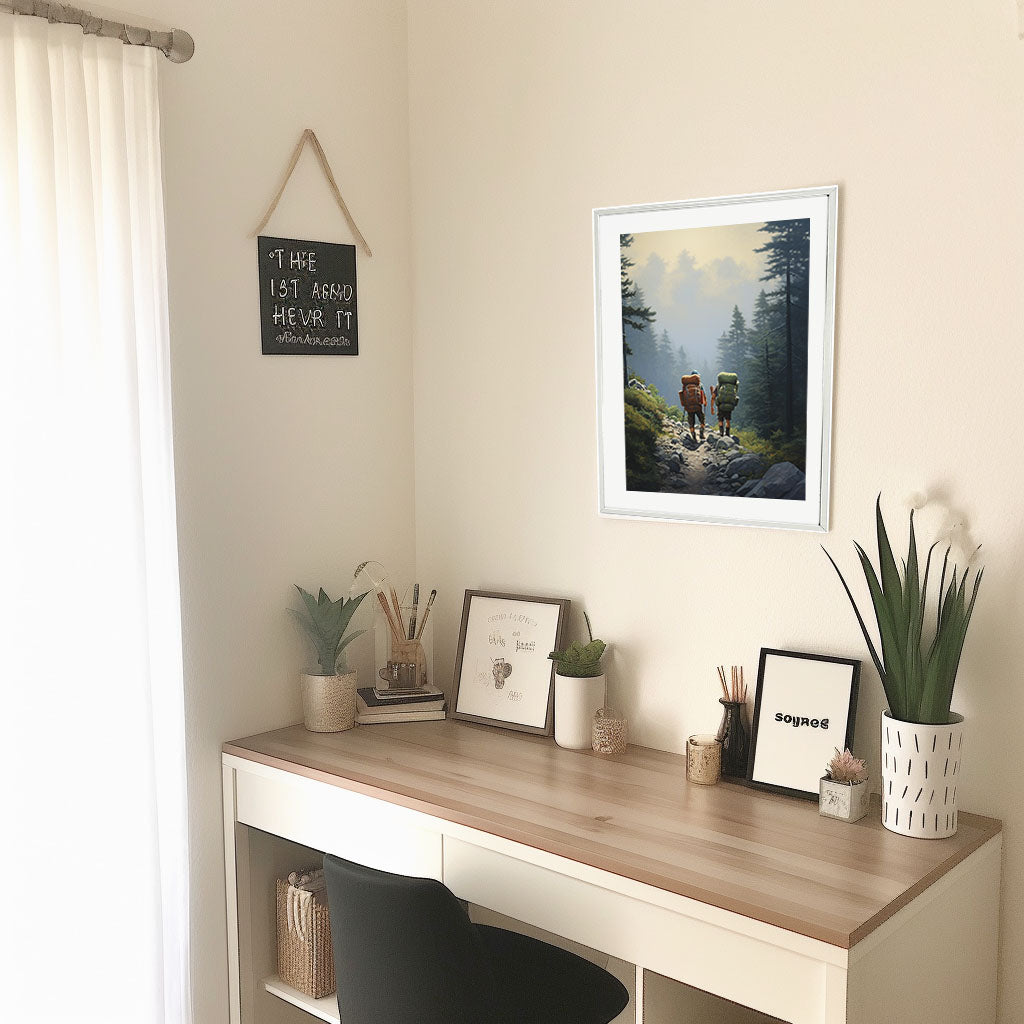 アウトドアのアートポスター机配置イメージ