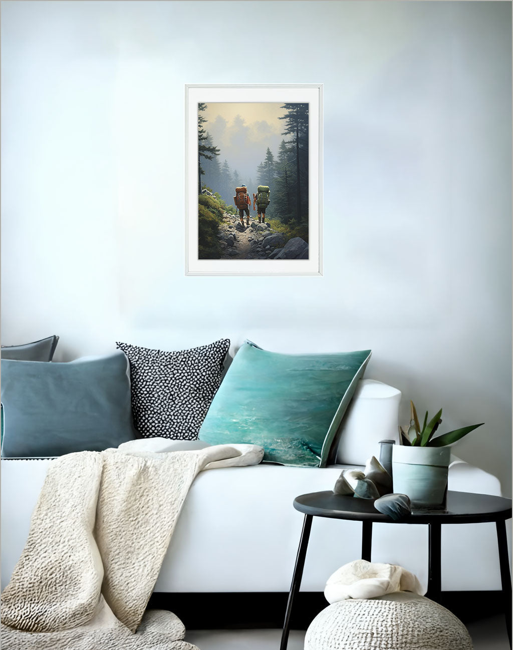 アウトドアのアートポスターソファ配置イメージ