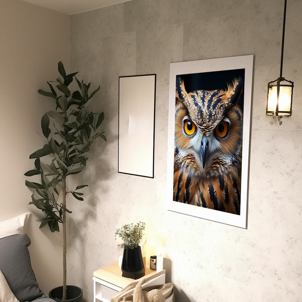 ふくろうのアートポスター廊下配置イメージ