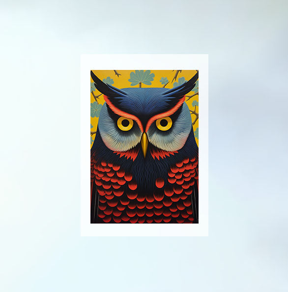 ふくろうのアートポスター原画のみ設置イメージ