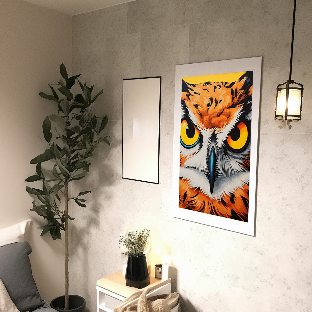 ふくろうのアートポスター廊下配置イメージ