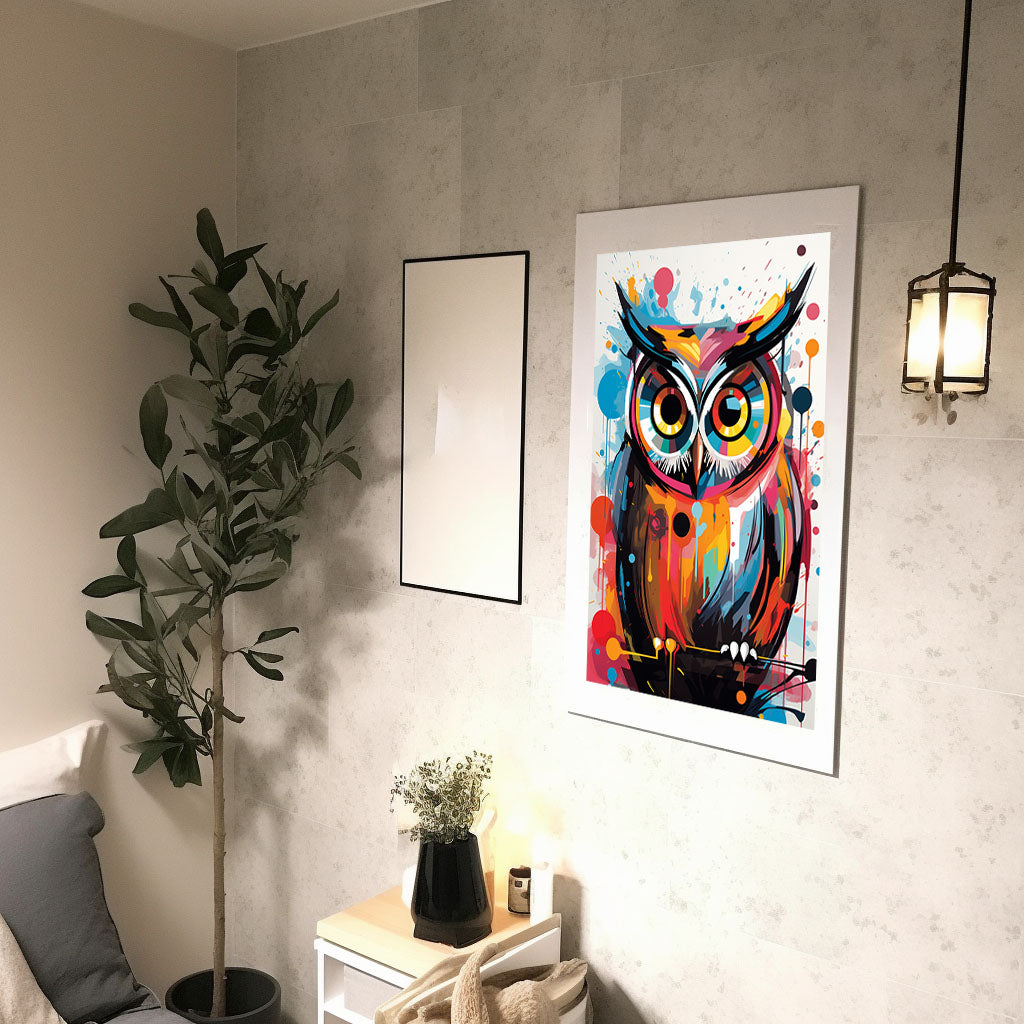 ふくろうのアートポスター廊下配置イメージ