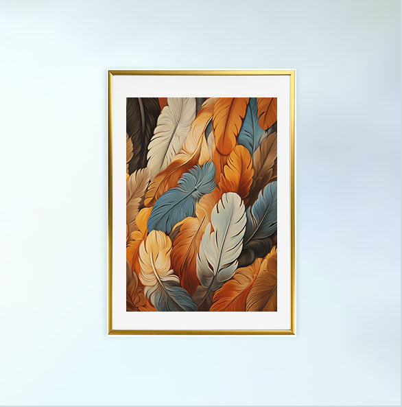 ふくろうのアートポスター金フレームあり