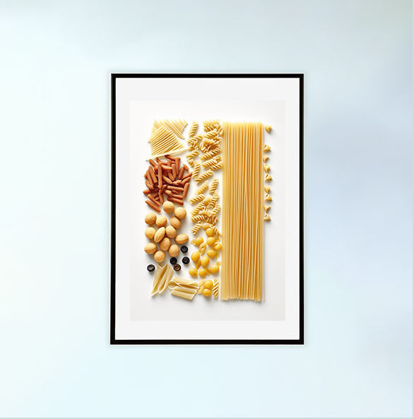 パスタのアートポスター黒フレームあり