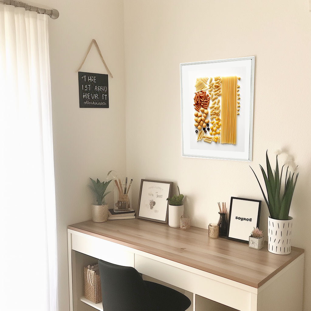 パスタのアートポスター机配置イメージ