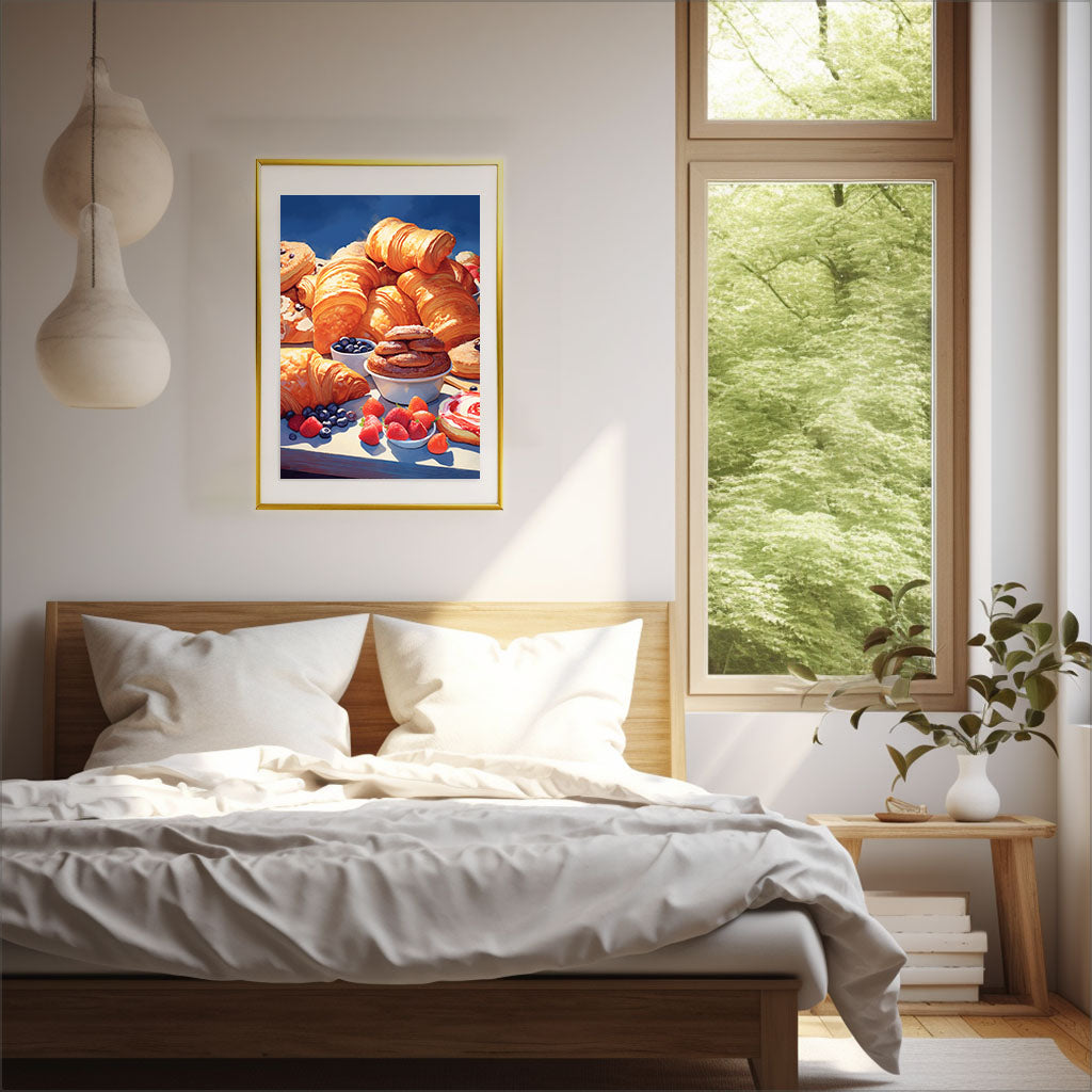 パスタのアートポスター寝室配置イメージ