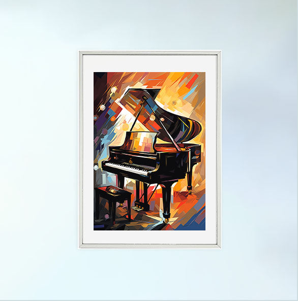 ピアノのアートポスター銀フレームあり