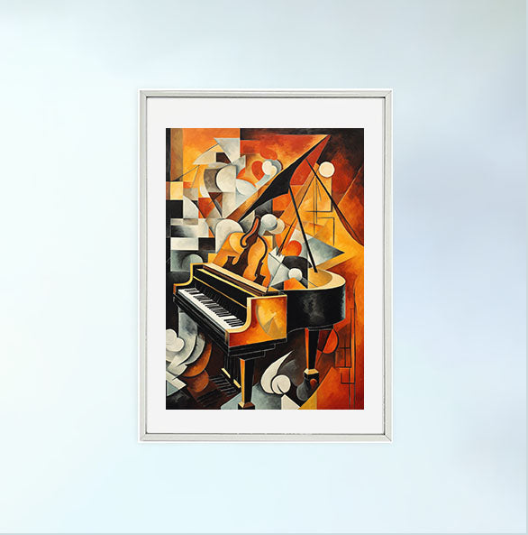 ピアノのアートポスター銀フレームあり