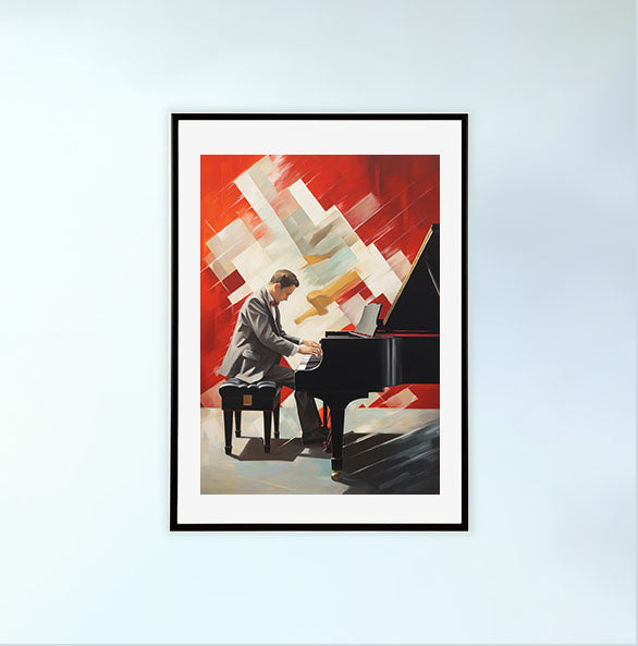 ピアノのアートポスター黒フレームあり