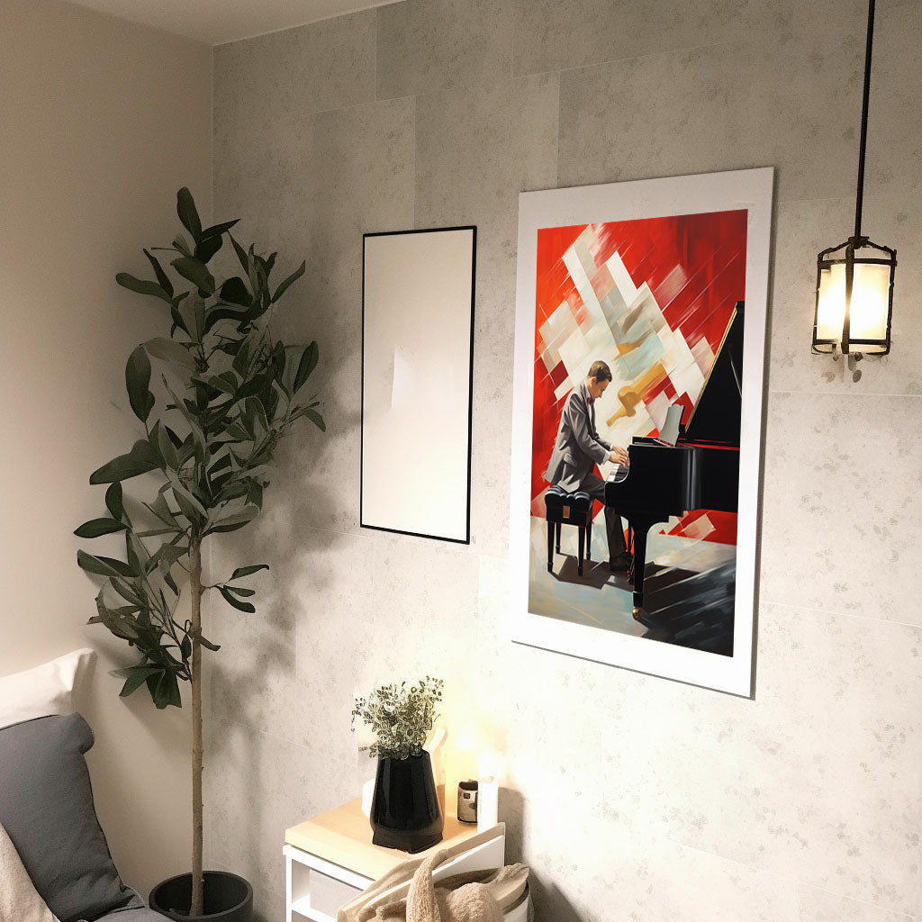 ピアノのアートポスター廊下配置イメージ