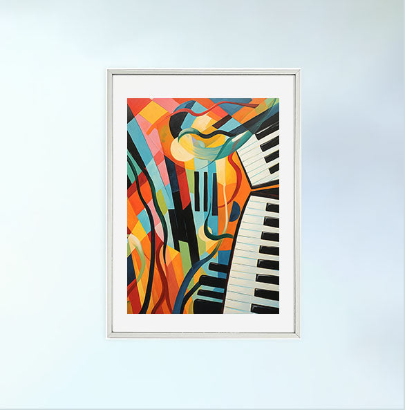 ピアノのアートポスター銀フレームあり