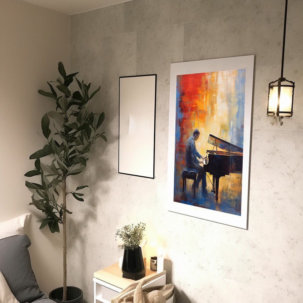 ピアノのアートポスター廊下配置イメージ
