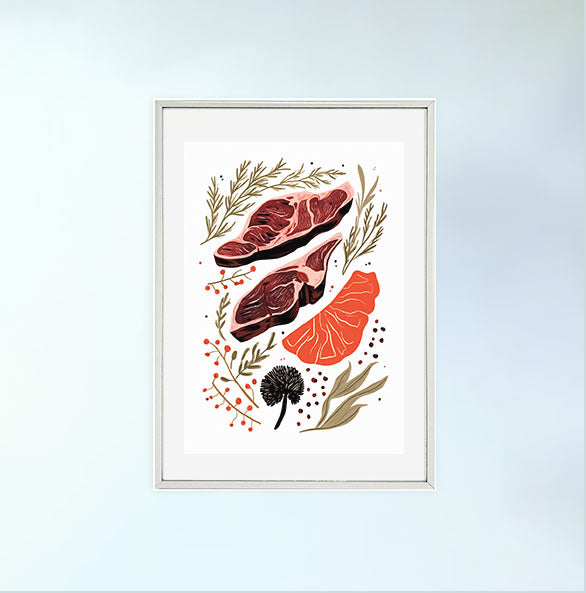 ピザのアートポスター銀フレームあり