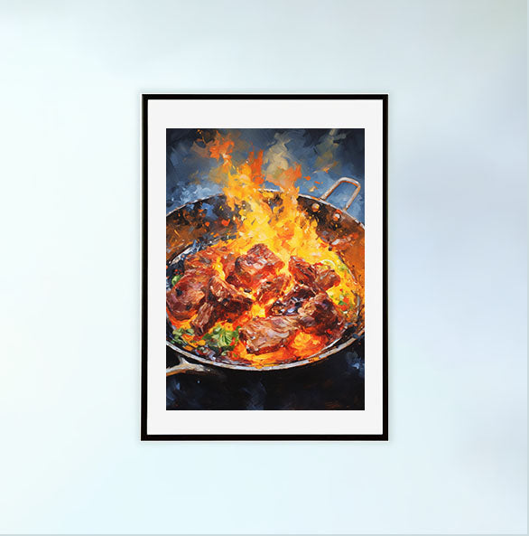 ピザのアートポスター黒フレームあり