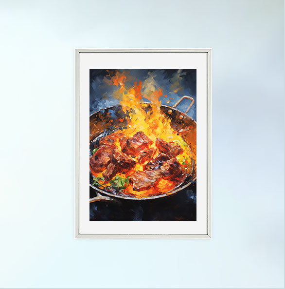 ピザのアートポスター銀フレームあり