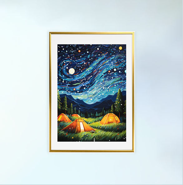 プラネタリウムのアートポスター金フレームあり