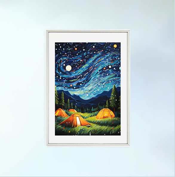 プラネタリウムのアートポスター銀フレームあり
