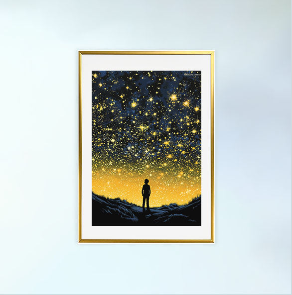 プラネタリウムのアートポスター金フレームあり